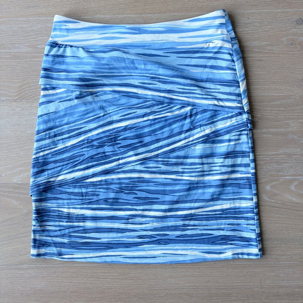 J. McLaughlin Nicola Catalina Cloth Striped Tiered Skirt Blue White Small